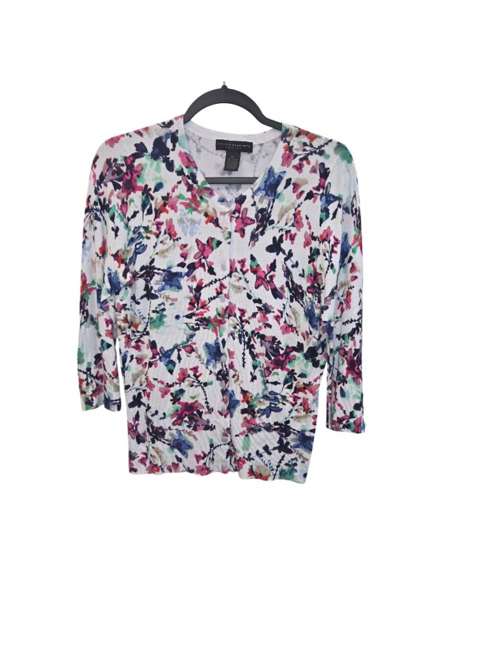 Grace Elements Petite Floral Button Cardigan Sweater PL Multicolor 4323